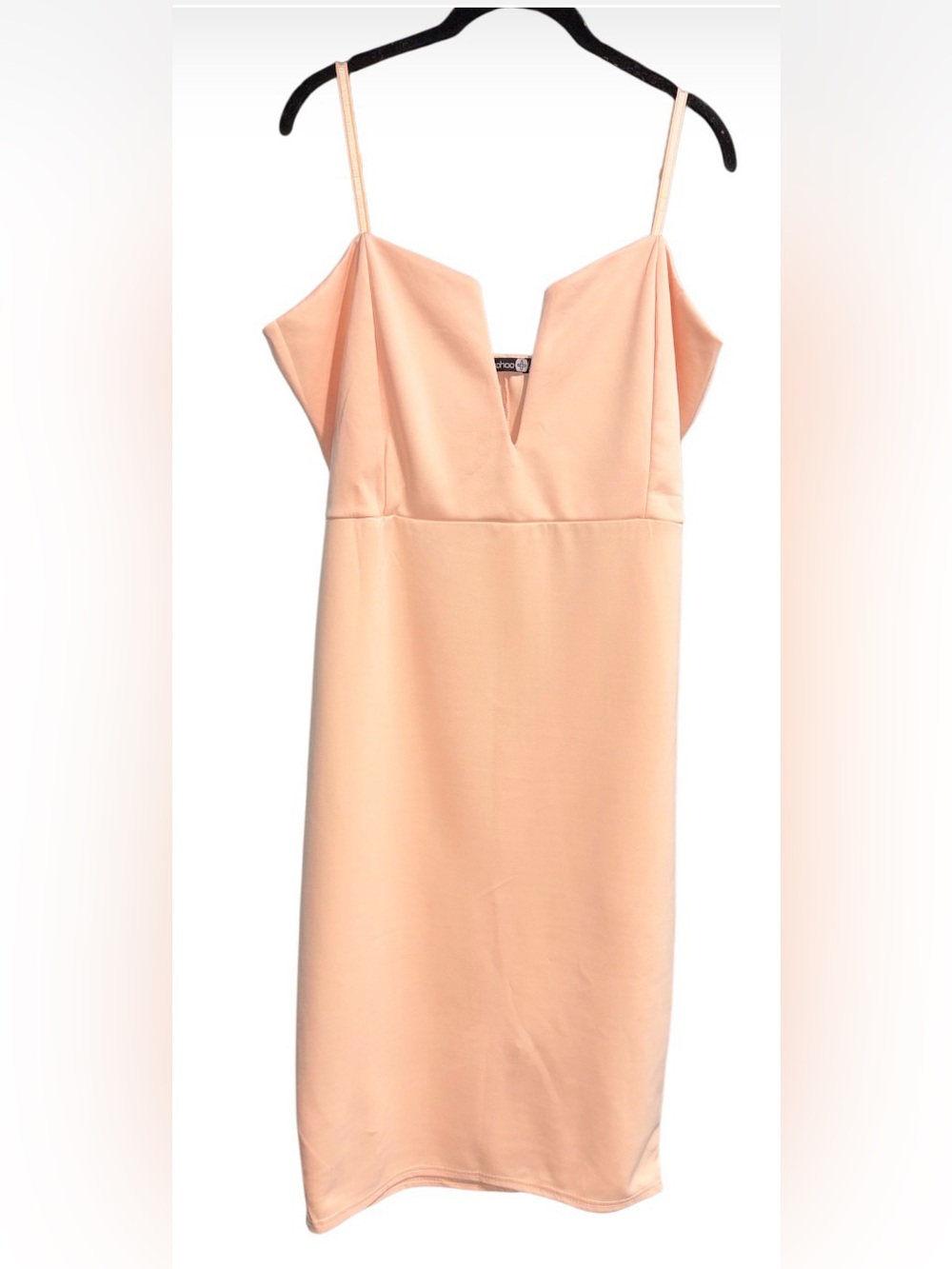 Boohoo Peach Spaghetti-Strap Midi Dress